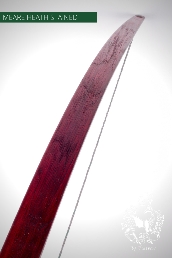 MEARE HEATH BOW, SOLID HICKORY EXCELENT STAINED IN STOCK-Bow-Fairbow-35 lbs Blood Red Sunburst-Fairbow