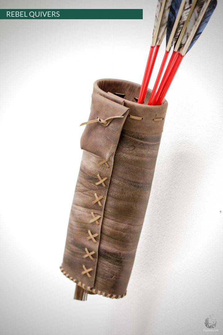 REBEL BACK QUIVER CLASSIC HILL STYLE SOFT LEATHER QUIVER-Quiver-Fairbow-IN STOCK RIGHT HANDED DARK BROWN 24 INCH TUBE-Fairbow