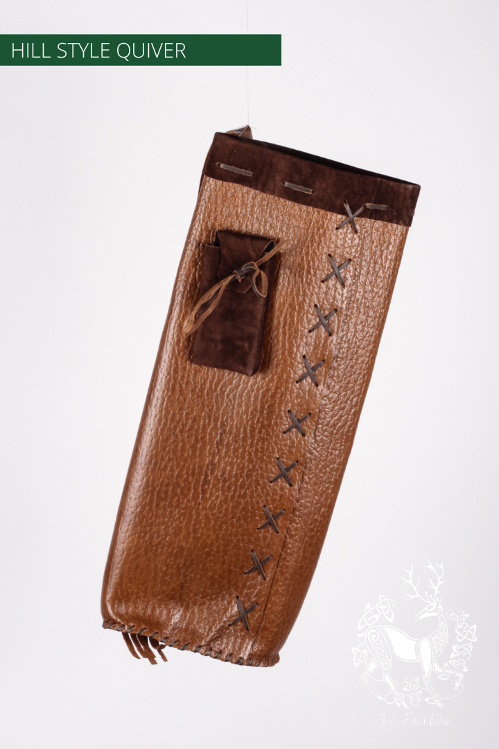 REBEL BACK QUIVER CLASSIC HILL STYLE SOFT LEATHER QUIVER-Quiver-Fairbow-IN STOCK RIGHT HANDED DARK BROWN 24 INCH TUBE-Fairbow