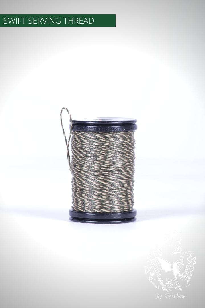 SWIFT SERVING THREAD 010-string-Fairbow-Camo GR-BR-BG-0.025"-Fairbow