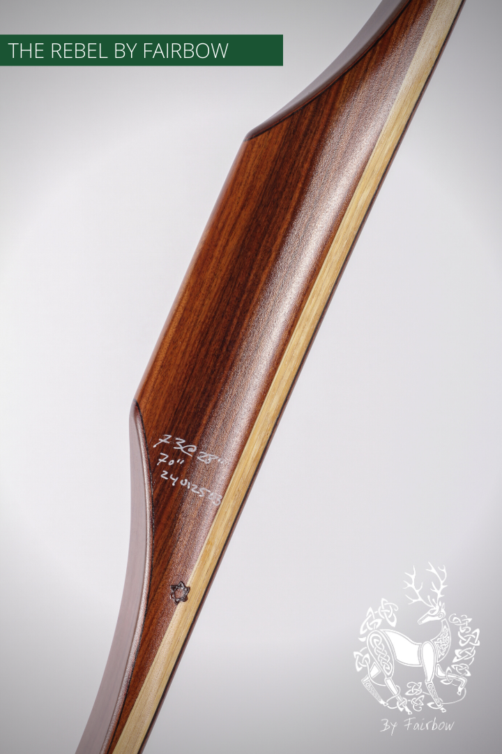 THE REBEL BOW 73@28 CLEAR GLASS, TIGERWOOD, BAMBOO AND ETIMOE VENEER-Bow-Fairbow-Fairbow