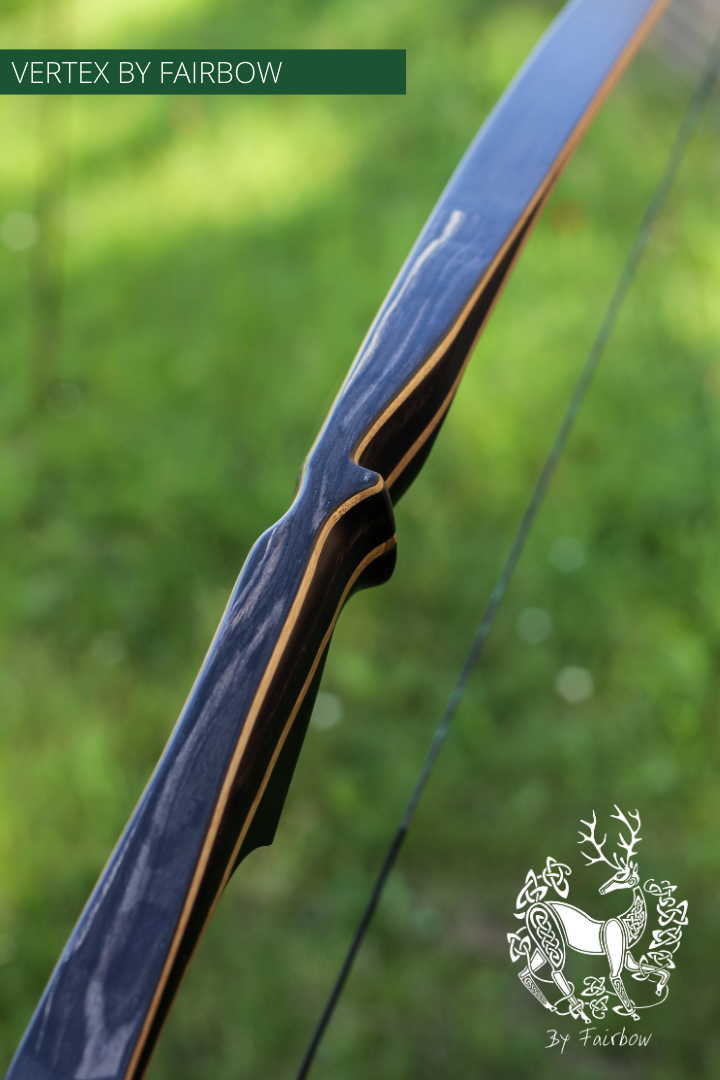 THE VERTEX BOW 68" BLACK BACKING OVER EBONY 57 LBS @ 28 INCH RH "RIVA"-Bow-Fairbow-Fairbow