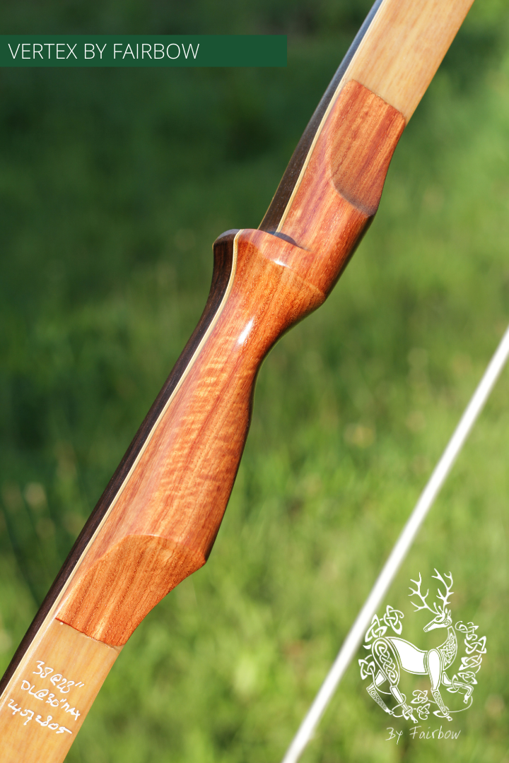 THE VERTEX BOW R-D 64" TIGERWOOD, BAMBOO-GLASS 38 LBS @ 28 INCH RH-Bow-Fairbow-Fairbow