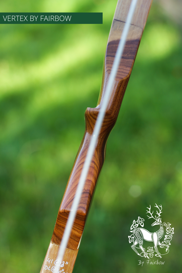 THE VERTEX BOW R-D 64" TIGERWOOD, BAMBOO-GLASS 41 LBS @ 28 INCH RH-Bow-Fairbow-Fairbow