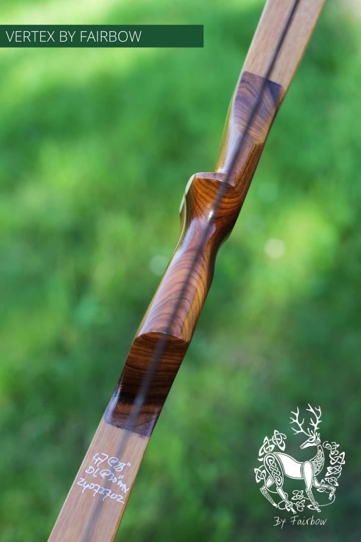 THE VERTEX BOW R-D 64" TIGERWOOD, BAMBOO-GLASS 47 LBS @ 28 INCH RH-Bow-Fairbow-Fairbow