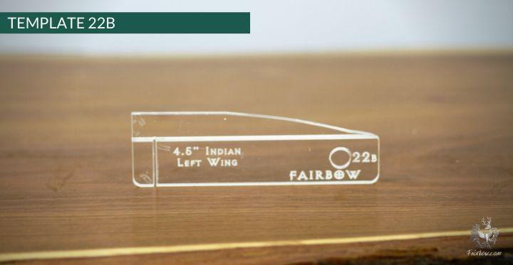 FEATHER CUTTING TEMPLATE PRE-GLUE (1-40)-Tool-Fairbow-Left wing-Indian 4.5" no. 22-Fairbow