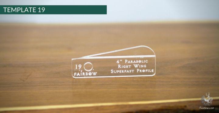 FEATHER CUTTING TEMPLATE PRE-GLUE (1-40)-Tool-Fairbow-Right wing-Parabolic super fast 4" no. 19-Fairbow
