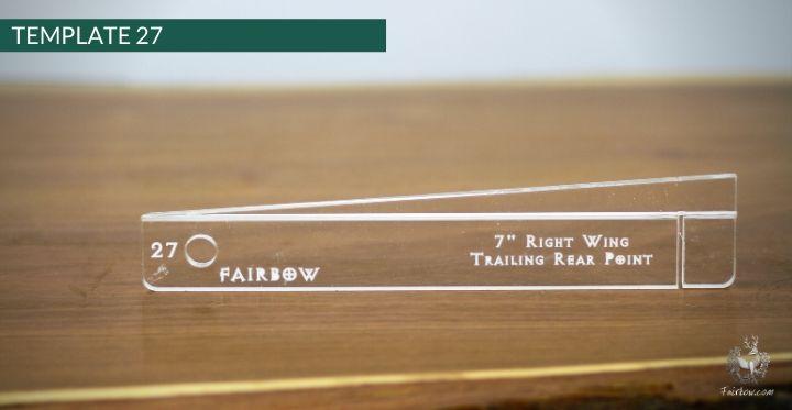 FEATHER CUTTING TEMPLATE PRE-GLUE (1-40)-Tool-Fairbow-Right wing-Trailing rear point profile 7" no. 27-Fairbow