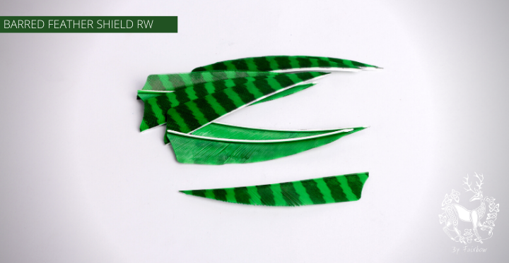 FEATHERS BARRED 5 INCH SHIELD PER DOZEN (RW)-Feathers-Fairbow-White - Black-Fairbow