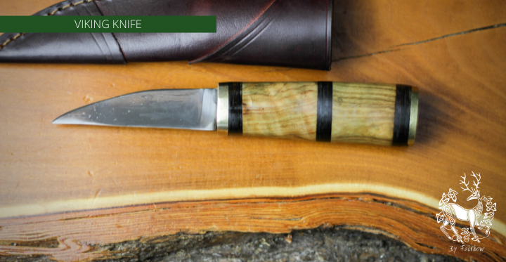 HANDFORGED VIKING KNIFE WITH SCABBARD AND BRASS POMMEL AND BOLSTER-Knife-Fairbow-Fairbow