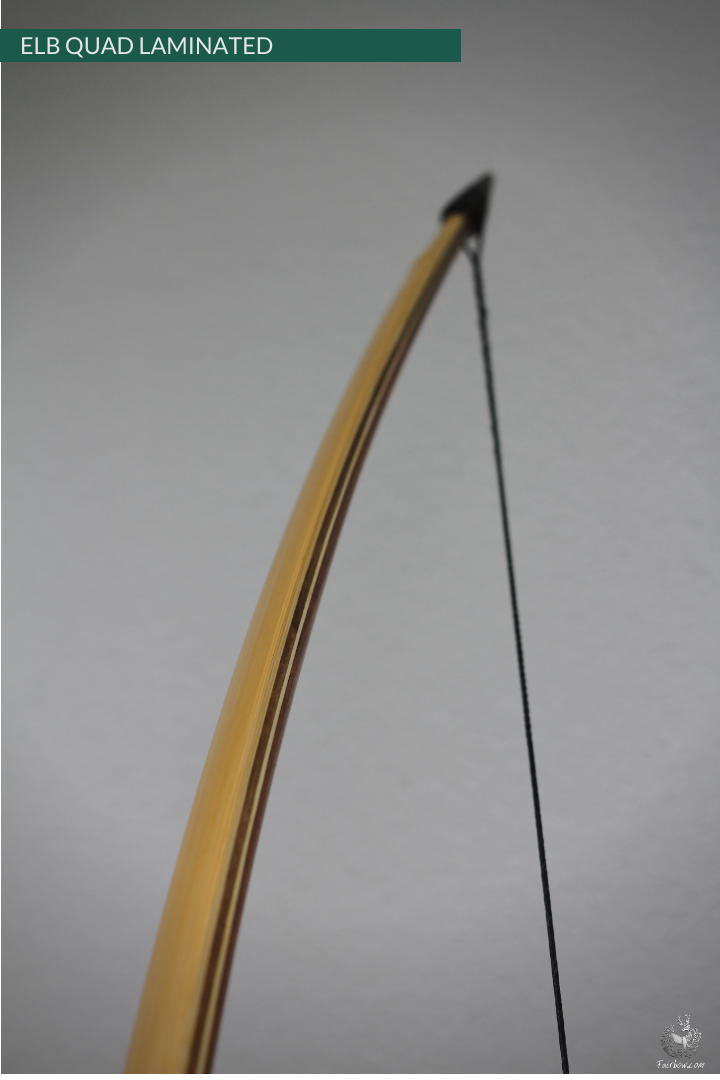 QUAD LAMINATED ENGLISH LONGBOW TIGERWOOD, SUPERCORE, WALNUT, BAMBOO 52 LBS @ 28 INCH-English Longbow-Fairbow-Fairbow