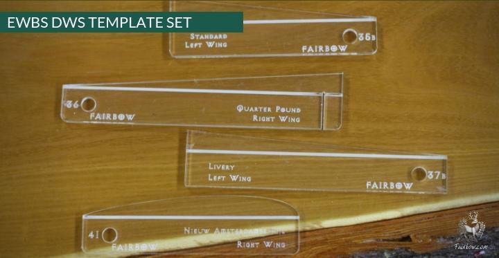 TEMPLATE SET, ENGLISH AND DUTCH WARBOW SOCIETY SHAPES, 5 TEMPLATES-Tool-Fairbow-left wing-Fairbow