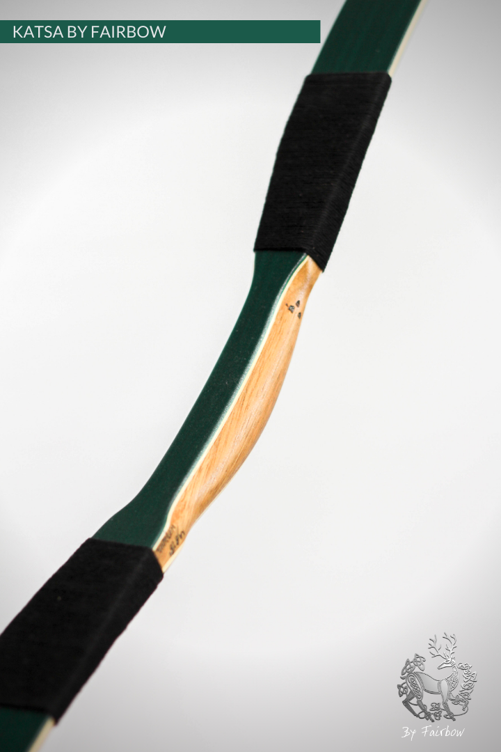 THE KATSA BOW, 29 LB, TEAKWOOD, BLACK AND GREEN, SWIRLY RED NOCKS-Bow-Fairbow-Fairbow