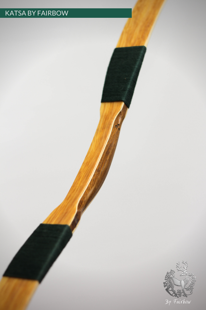 THE KATSA BOW, 38 LB TIGERWOOD, OAK, CURLY GREEN NOCKS-Bow-Fairbow-Fairbow