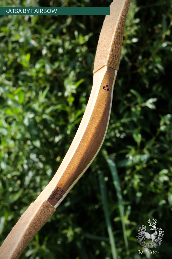 THE KATSA BOW, 41 LB TIGERWOOD, OAK, CURLY MARBLED NOCKS-Bow-Fairbow-Fairbow