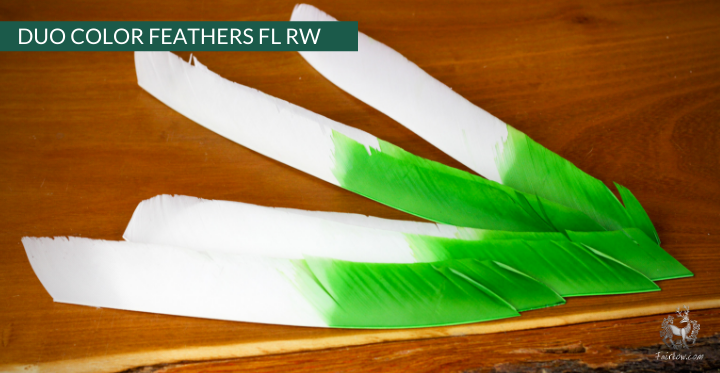 TURKEY FEATHERS DUO COLORED SOLD PER DOZEN RIGHT WING-Feathers-Fairbow-Green 'n' white-Fairbow